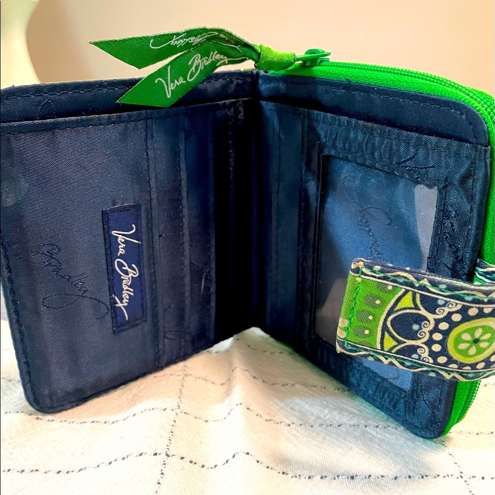 Vera Bradley Wallet, green and blue print.